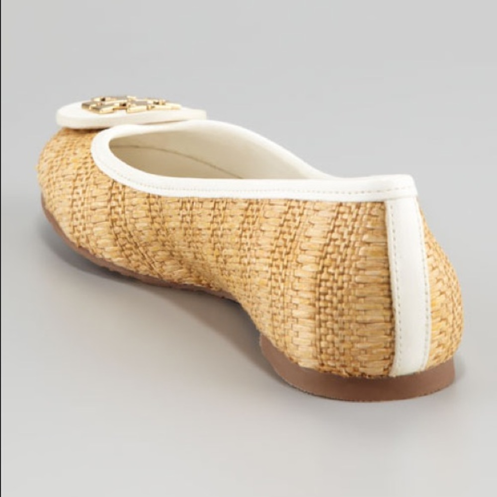 Tory Burch Reva White Straw Flat - Picture 2 of 8